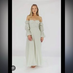 Corrine Tiered Sleeve Maxi Dress in Sage Green Worth Collective